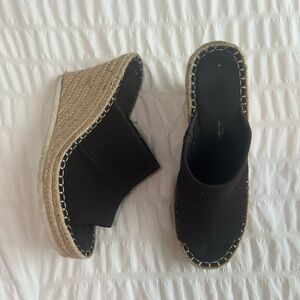 Toms Women's Black Platform Espadrille Wedge Sandal